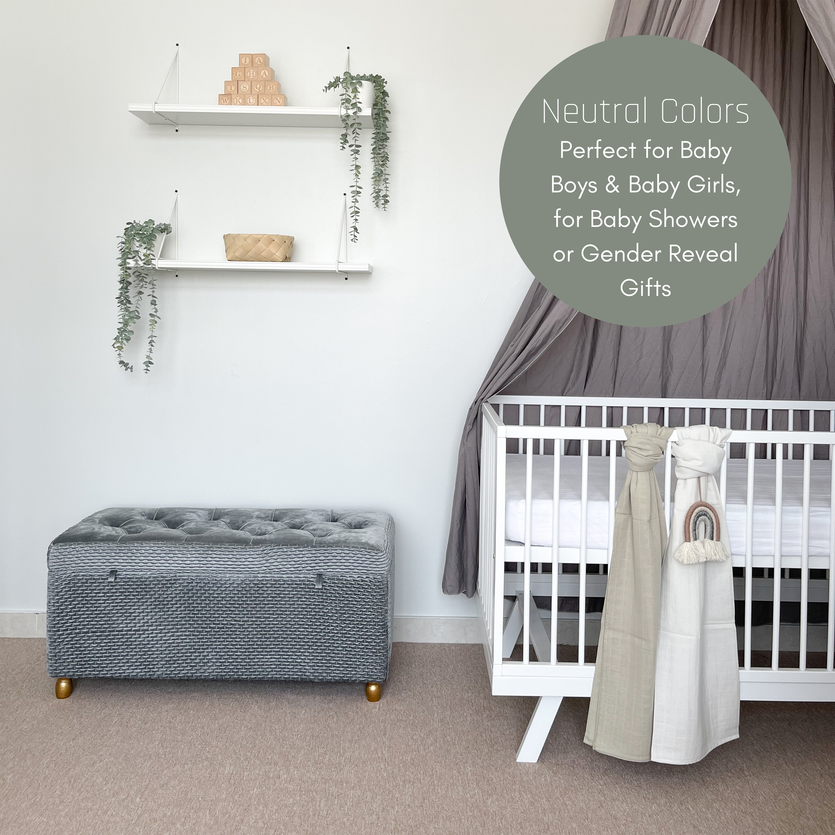 MOZAH Organic Muslin Swaddle Blankets 2 Pack Pearl Pale